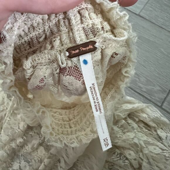 Free People Myrna Lace Floral Sheer Tunic Tank Top size XS - Picture 5 of 6